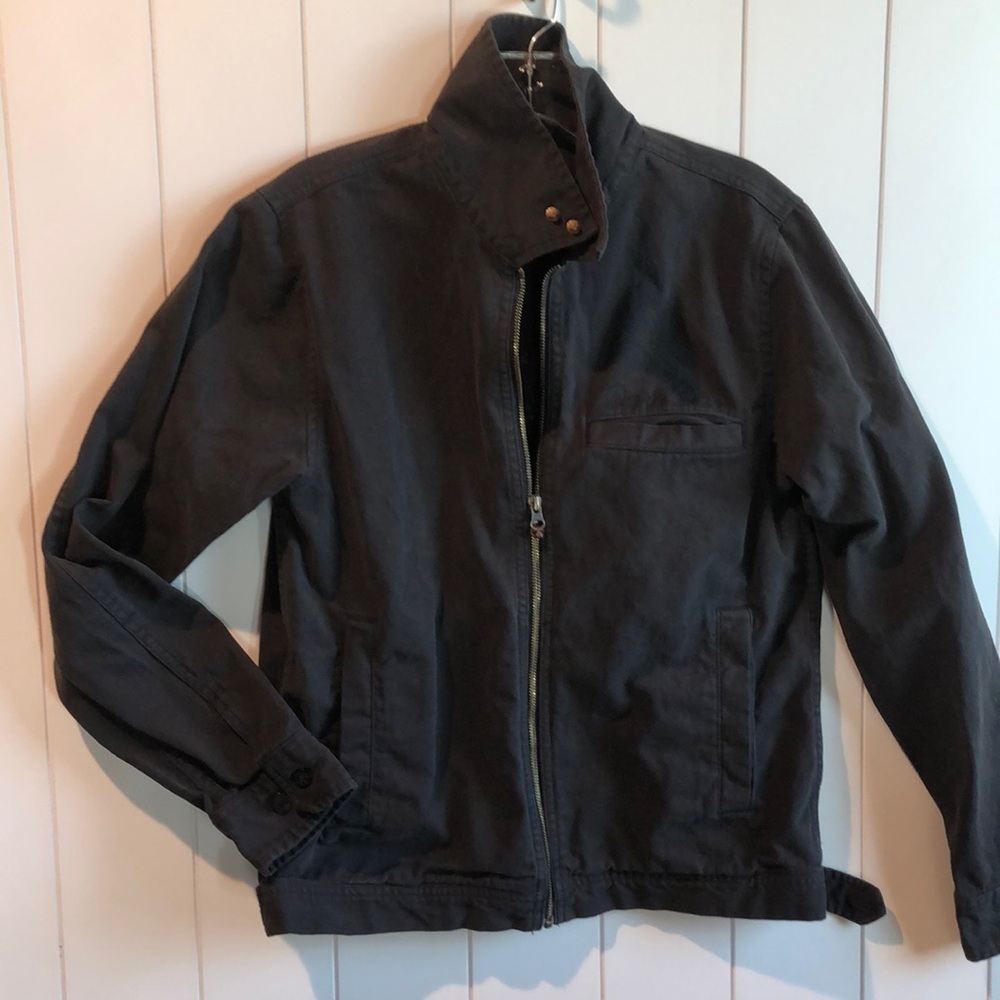Dark Seas black cotton canvas surf wear jacket zip front pockets S